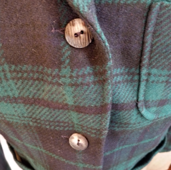 Pendleton Vintage Virgin Wool Blue Green Tartan Oversized Plaid Blazer Jacket - Picture 7 of 10